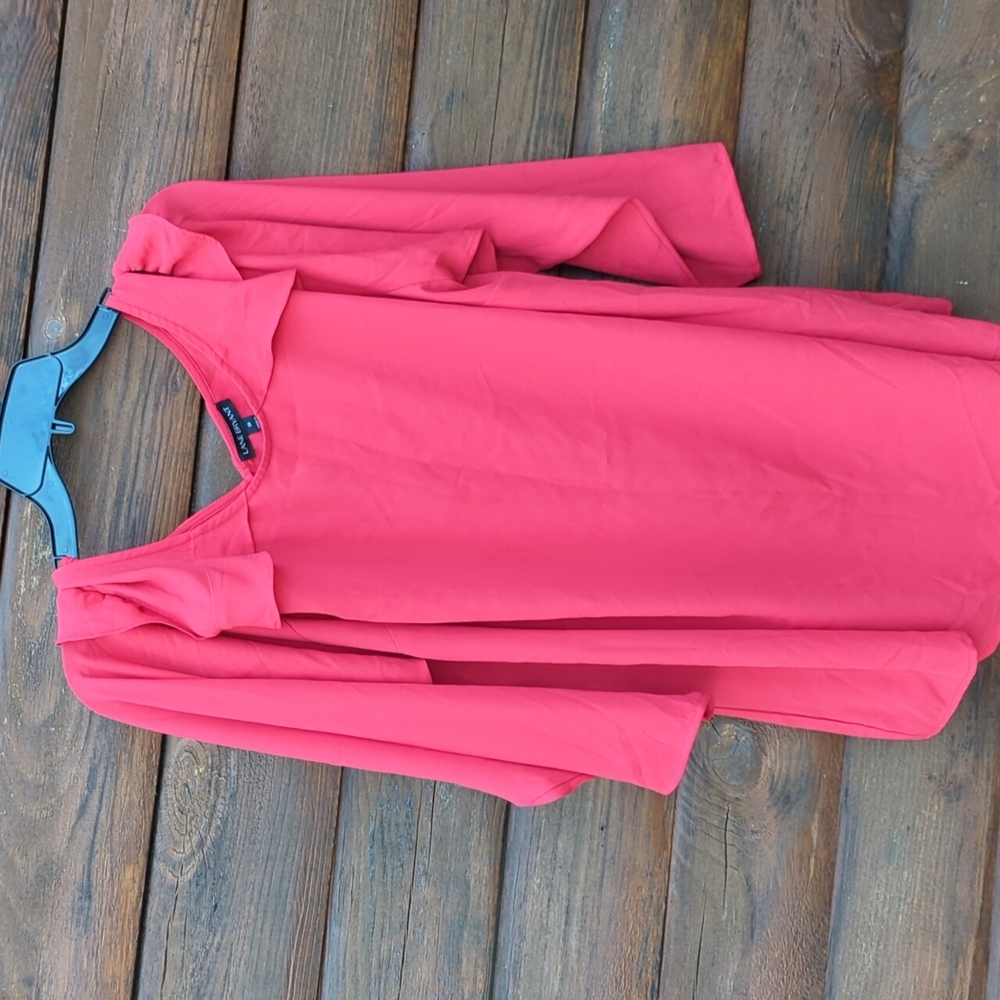 Ruby Red open shoulder sheer Size 28 blouse